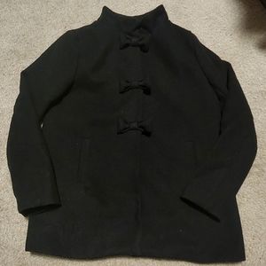 Girls Gymboree Pea Coat with bow snaps - Size Large - Black Like New
